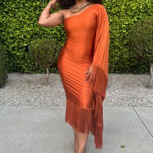 Orange Fringe Dress
